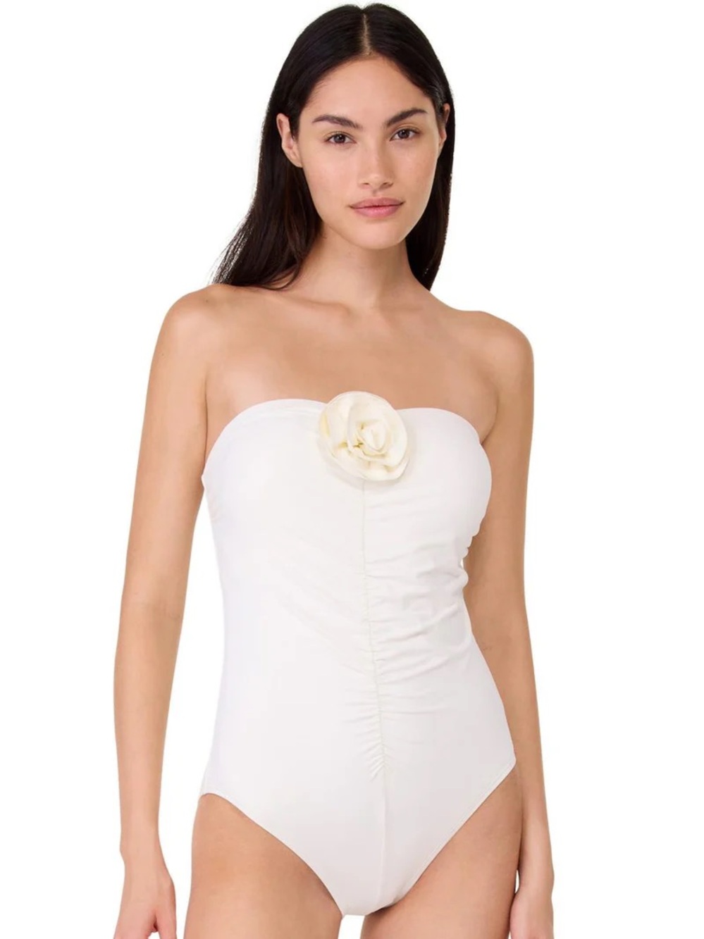 Kate Spade Strapless White Floral One-Piece Swimsuit L NWT